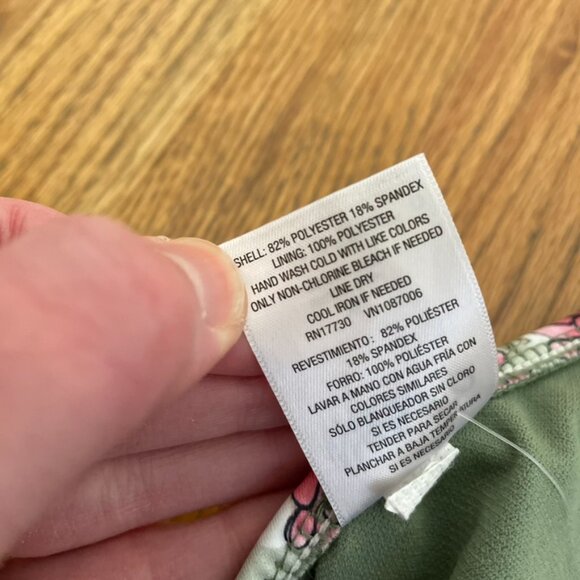 NEW NWT MOSSIMO Ring Halter Triangle Bikini Top Green Pink White Floral JRS ? XL - Picture 11 of 14